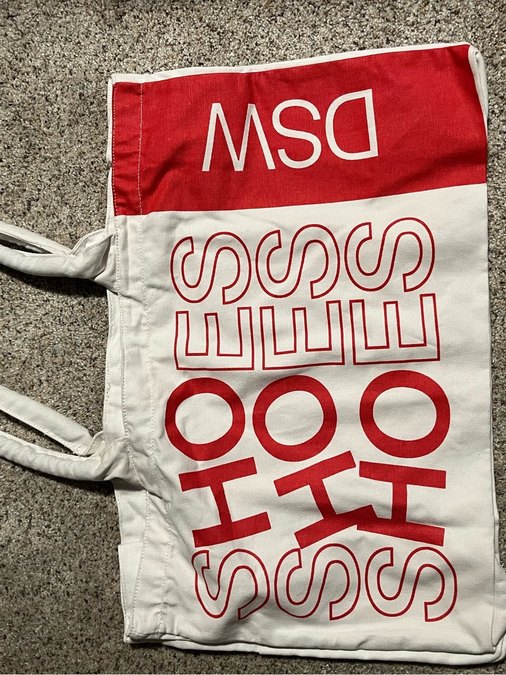 DSW White and Red Shopper Tote